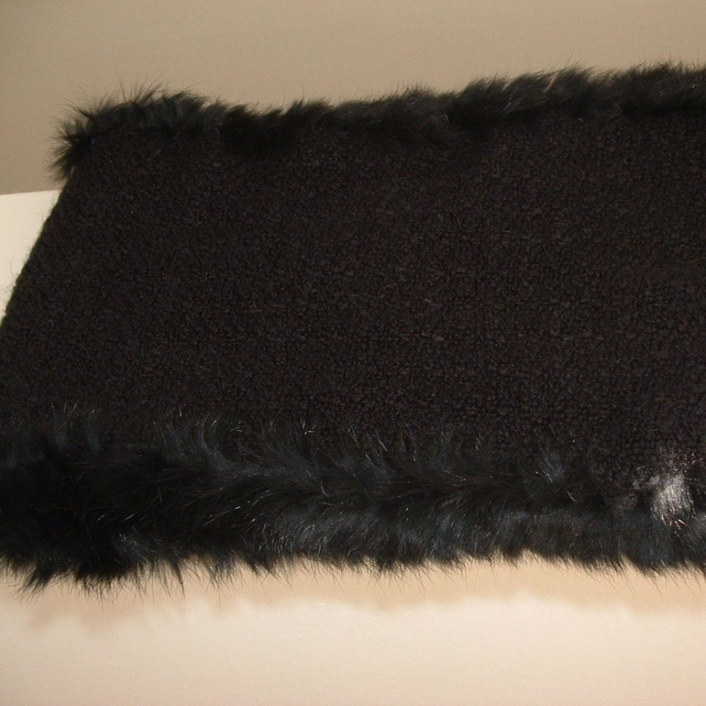 Acrylic Rabbit Fur Trim Scarf - Picture 3 of 8